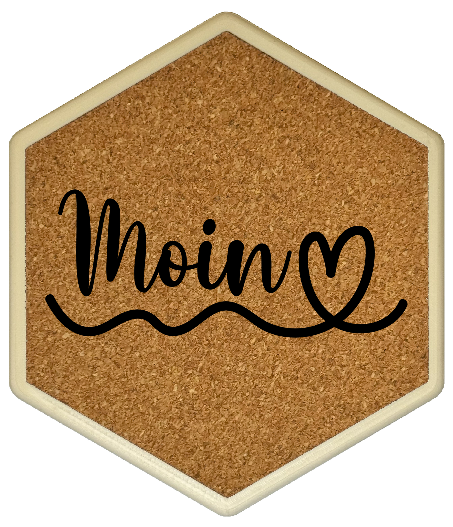 Moin – Hexagon Getränkeuntersetzer mit Kork und Flaschenöffner
