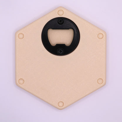 Premium Hexagon Untersetzer mit Flaschenöffner und Korkoberfläche