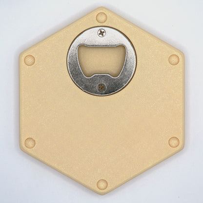 Premium Hexagon Untersetzer mit Flaschenöffner und Korkoberfläche