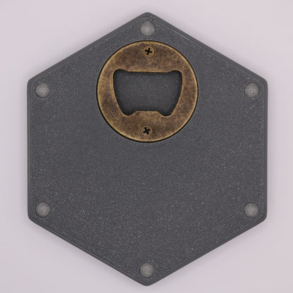 Premium Hexagon Untersetzer mit Flaschenöffner und Korkoberfläche
