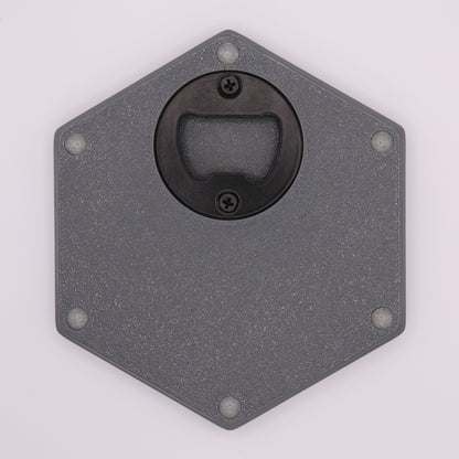 Premium Hexagon Untersetzer mit Flaschenöffner und Korkoberfläche