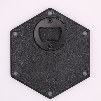 Premium Hexagon Untersetzer mit Flaschenöffner und Korkoberfläche