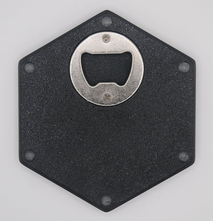 Premium Hexagon Untersetzer mit Flaschenöffner und Korkoberfläche