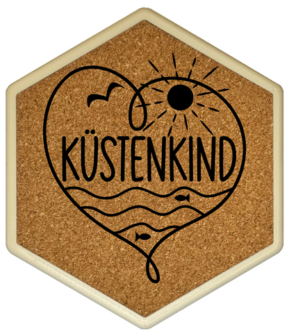 Hochwertiger Kork Getränkeuntersetzer für Bierflaschen und Gläser in maritimen Design mit Gravur