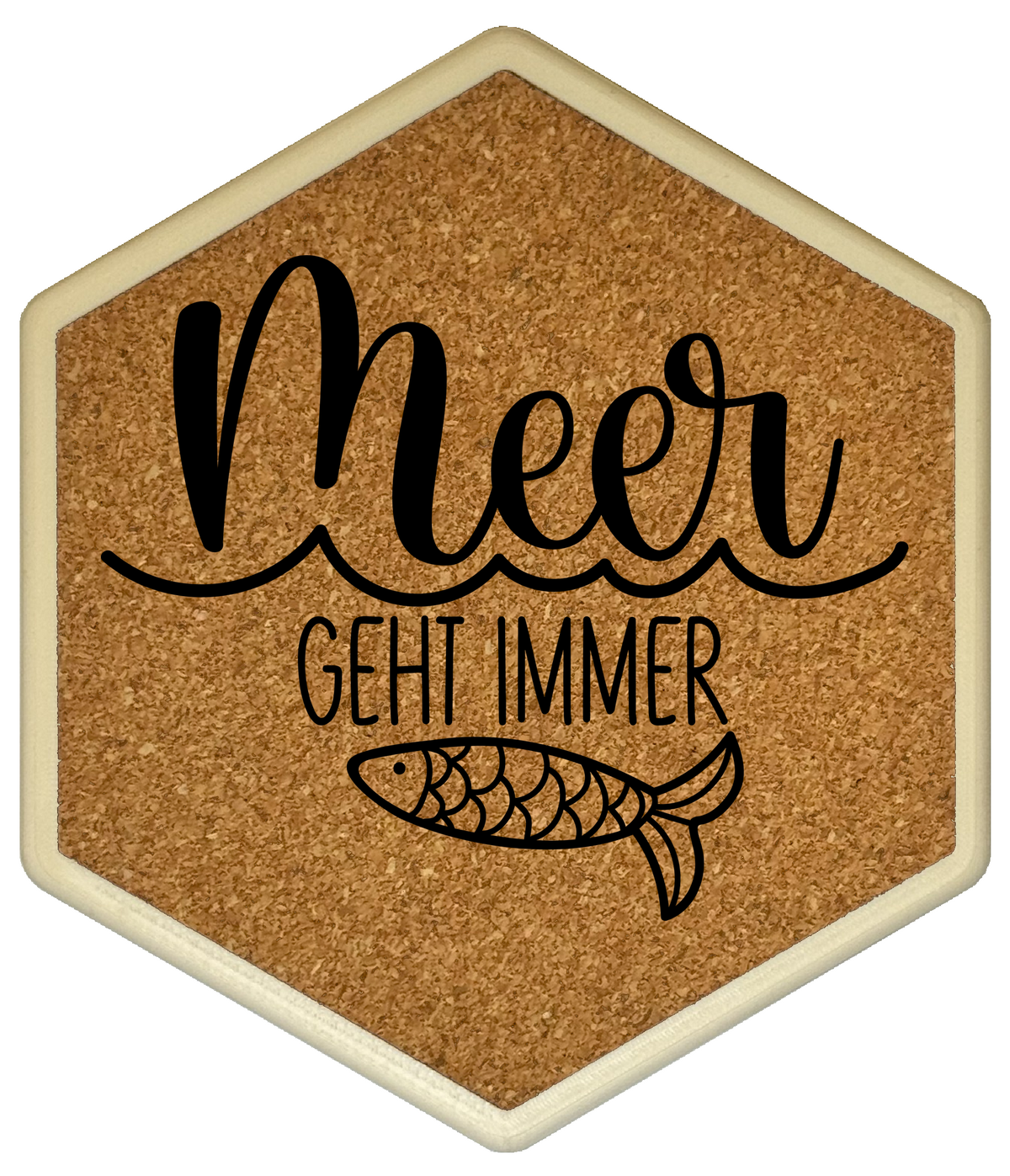 Hochwertiger Kork Getränkeuntersetzer für Bierflaschen und Gläser in maritimen Design mit Gravur