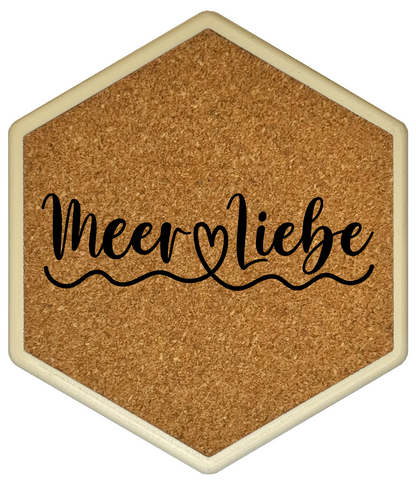 Kork Untersetzer mit Flaschenöffner und Meer Motiv