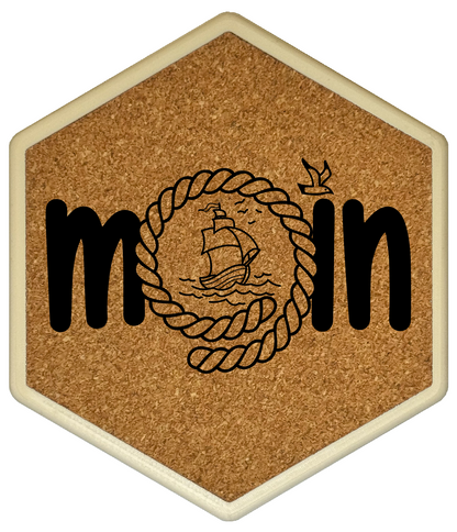 Kork Untersetzer mit Flaschenöffner und Meer Motiv