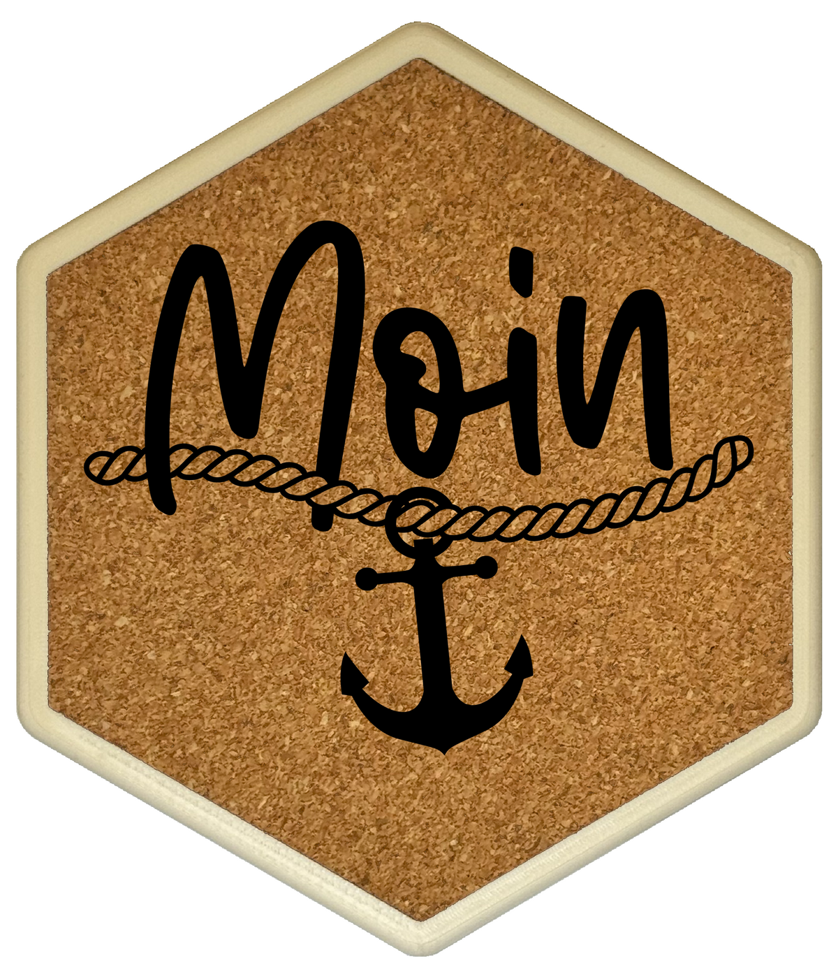 Premium Hexagon Untersetzer mit Flaschenöffner und Korkoberfläche
