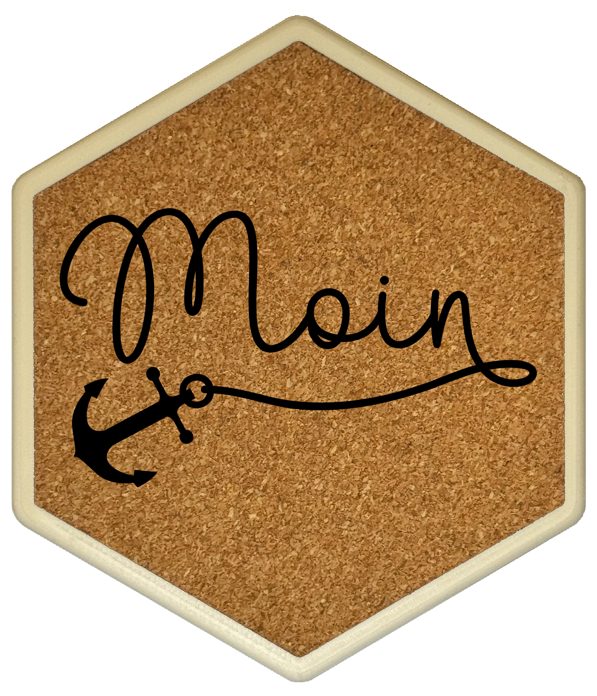 Premium Hexagon Untersetzer mit Flaschenöffner und Korkoberfläche