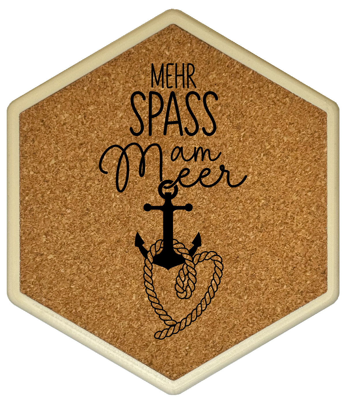 Hochwertiger Kork Getränkeuntersetzer für Bierflaschen und Gläser in maritimen Design mit Gravur