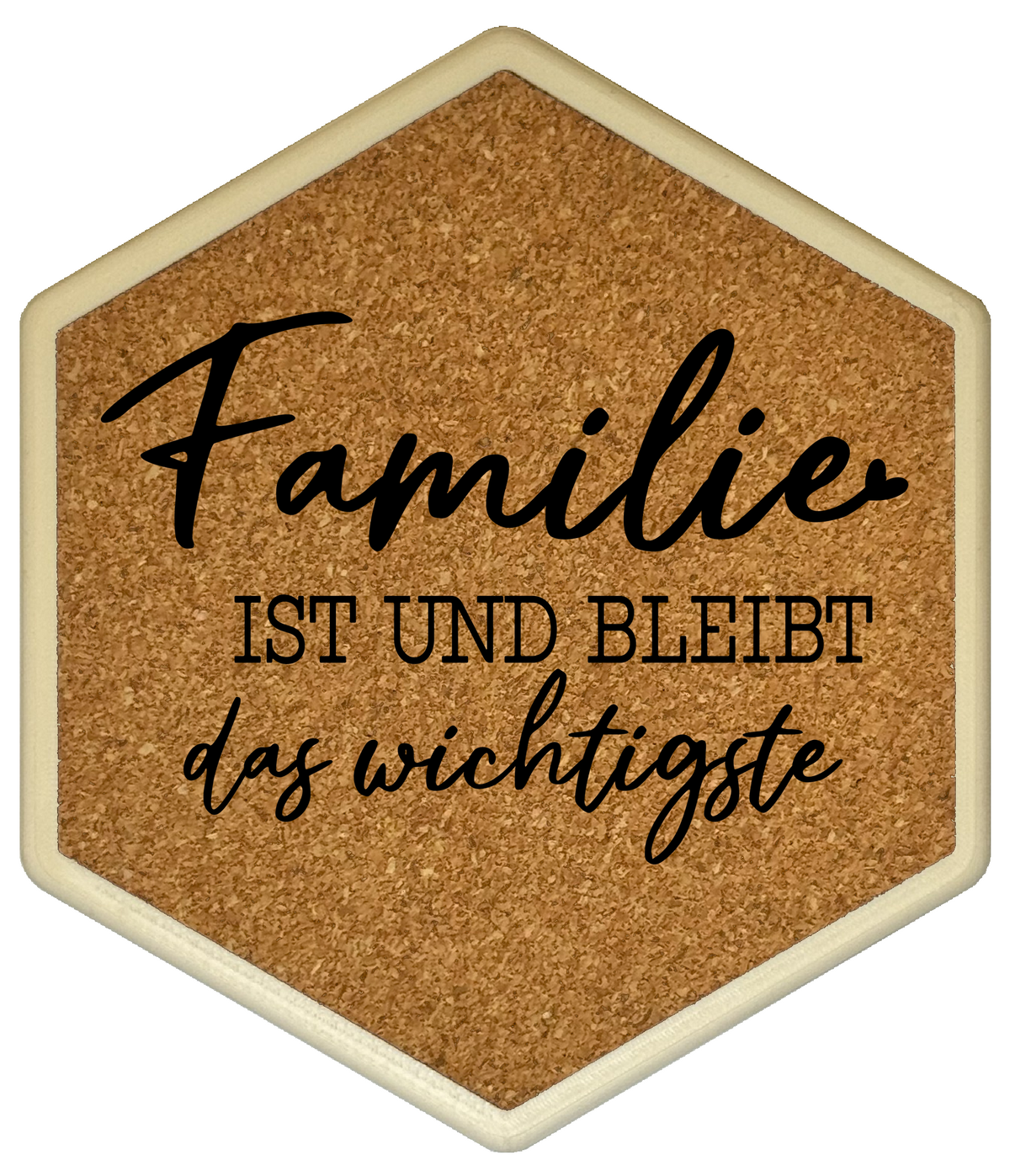 Kork Untersetzer mit Flaschenöffner und Family and Friends Motiv