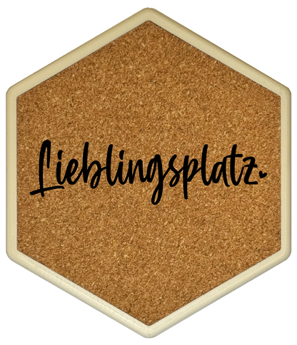 Kork Untersetzer mit Flaschenöffner und Motiv Lieblingsplatz