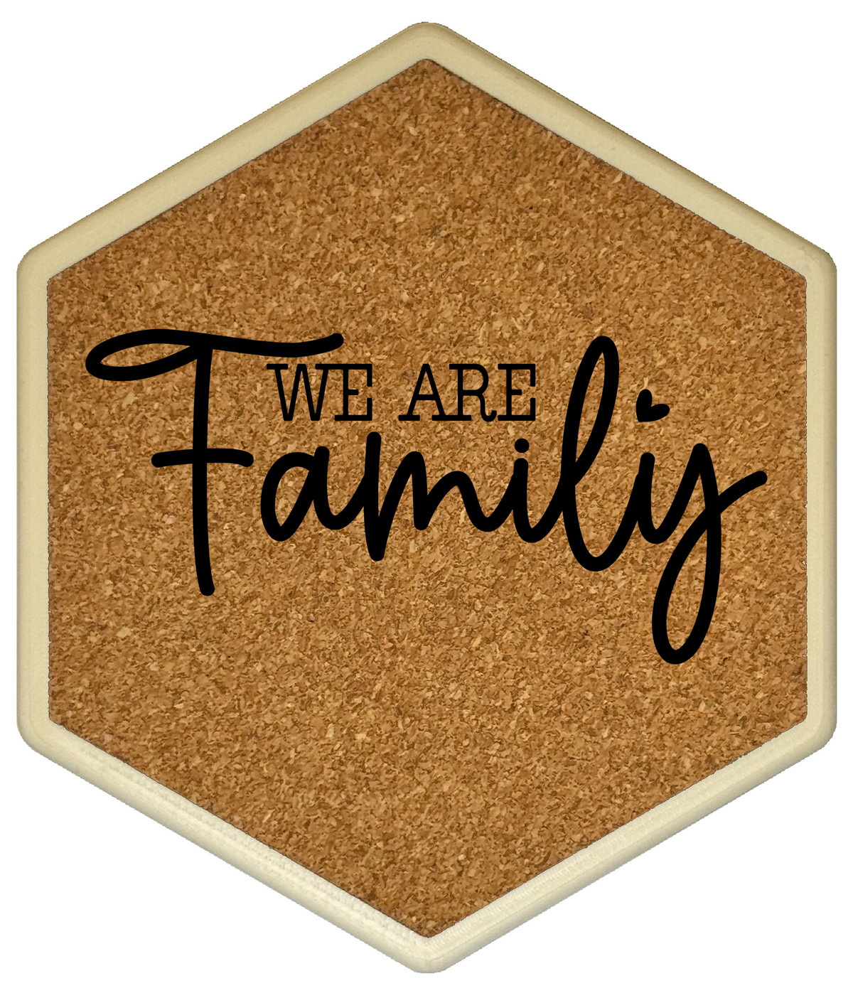 Kork Untersetzer mit Flaschenöffner und Motiv We are Family