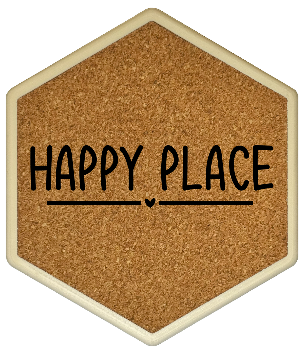 Kork Untersetzer mit Flaschenöffner und Motiv Happy Place
