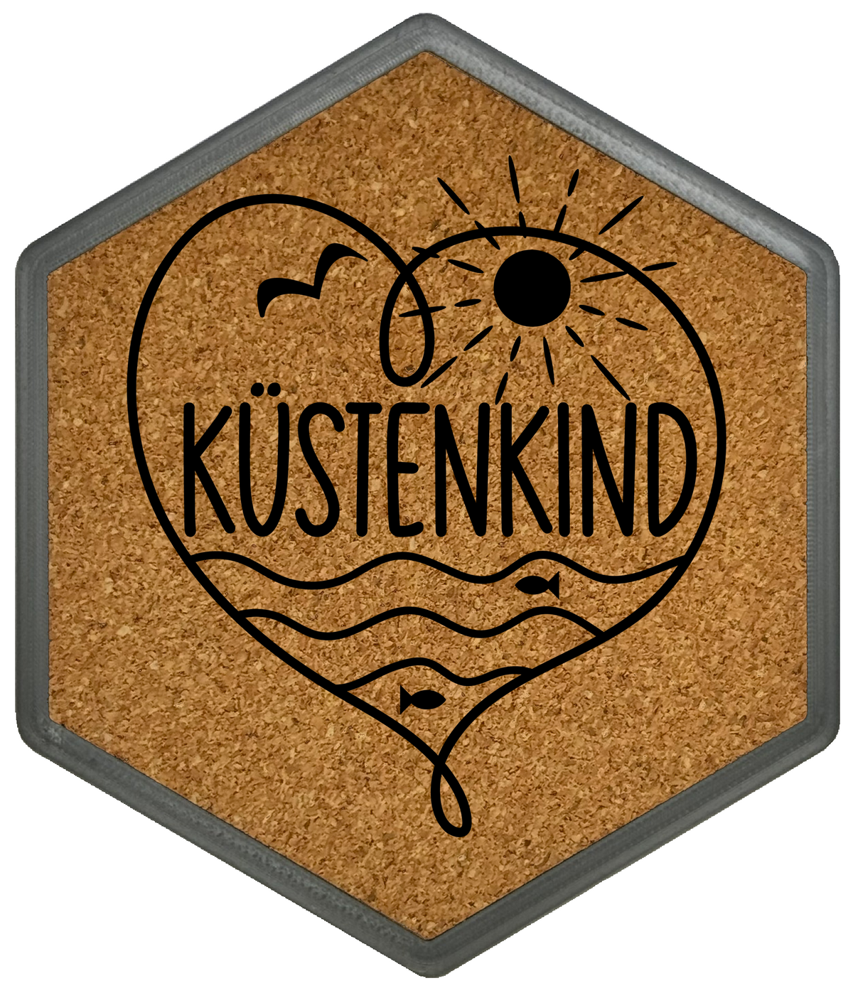 Hochwertiger Kork Getränkeuntersetzer für Bierflaschen und Gläser in maritimen Design mit Gravur