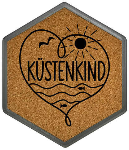 Hochwertiger Kork Getränkeuntersetzer für Bierflaschen und Gläser in maritimen Design mit Gravur