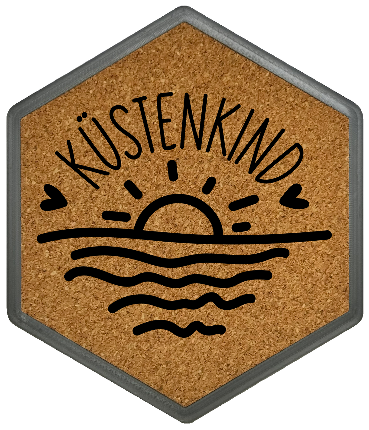 Hochwertiger Kork Getränkeuntersetzer für Bierflaschen und Gläser in maritimen Design mit Gravur