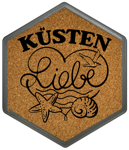 Hochwertiger Kork Getränkeuntersetzer für Bierflaschen und Gläser in maritimen Design mit Gravur