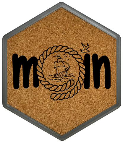 Kork Untersetzer mit Flaschenöffner und Meer Motiv