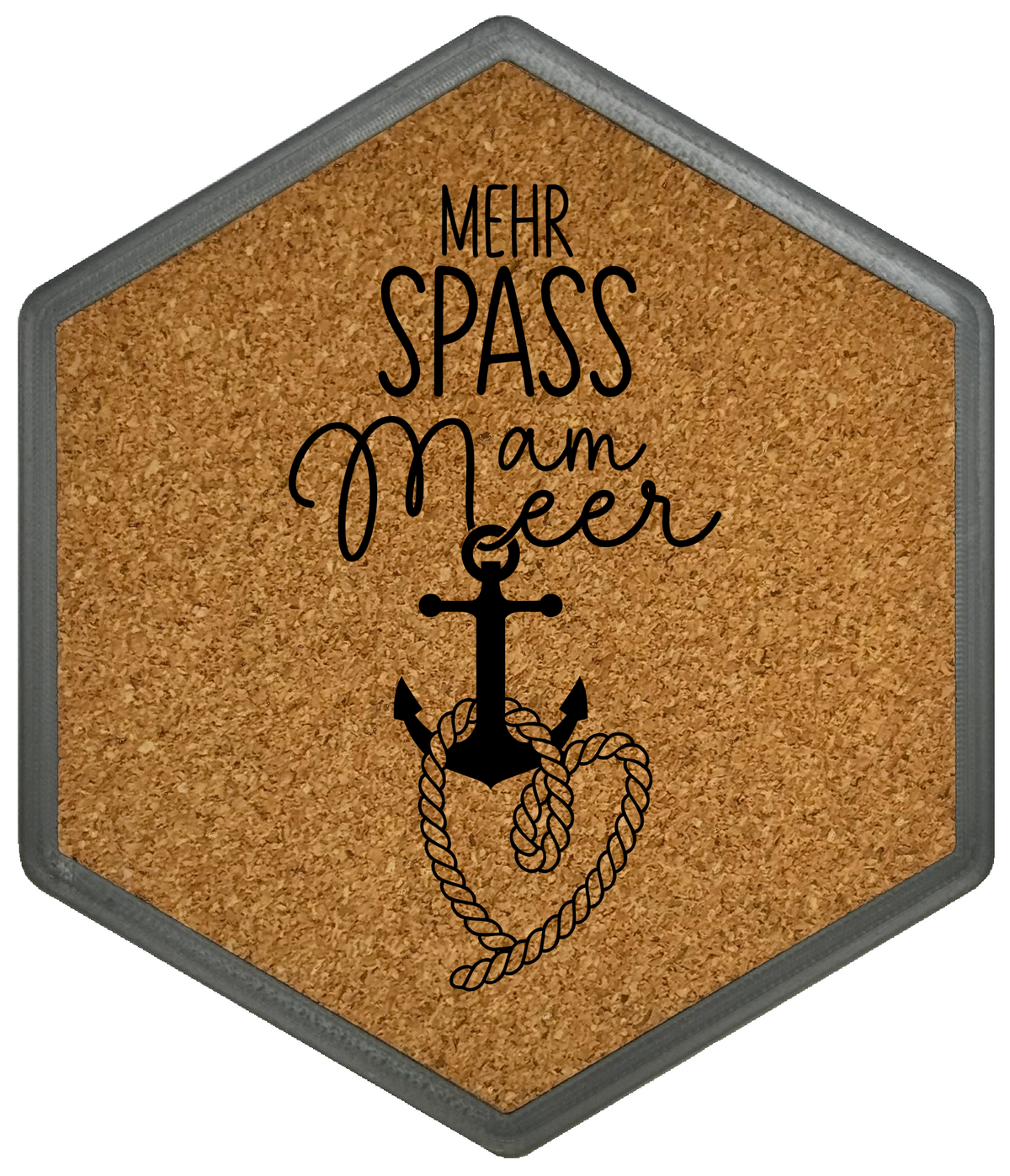 Hochwertiger Kork Getränkeuntersetzer für Bierflaschen und Gläser in maritimen Design mit Gravur