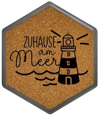 Kork Untersetzer mit Flaschenöffner und Meer Motiv