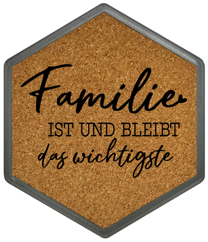Kork Untersetzer mit Flaschenöffner und Family and Friends Motiv