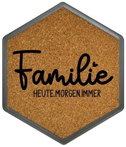 Kork Untersetzer mit Flaschenöffner und Familie heute morgen immer Motiv