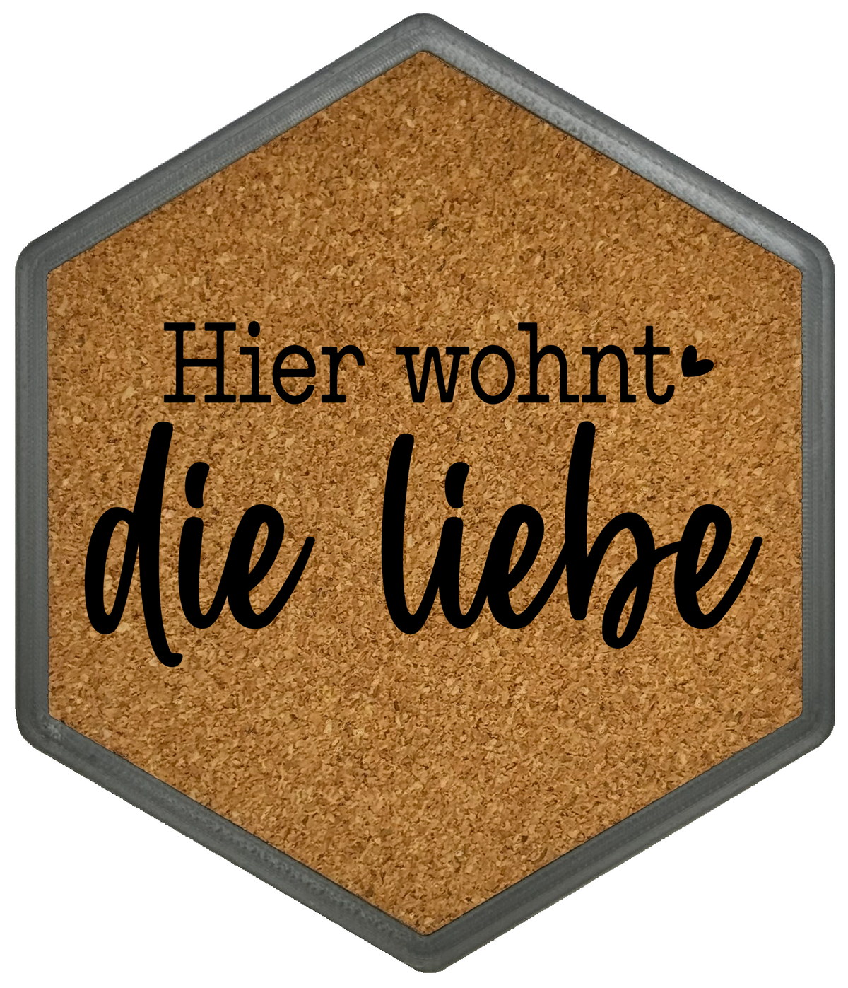 Kork Untersetzer mit Flaschenöffner und Hier wohnt die Liebe Motiv