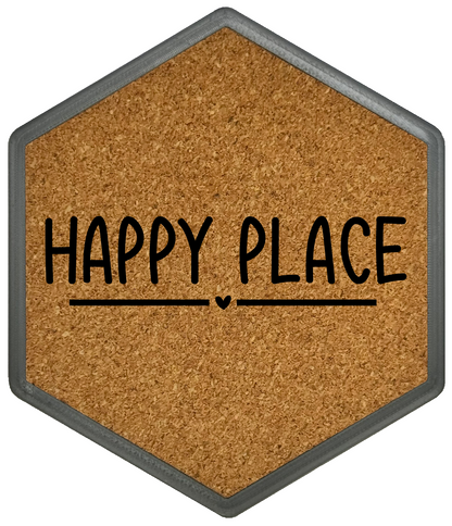Kork Untersetzer mit Flaschenöffner und Motiv Happy Place