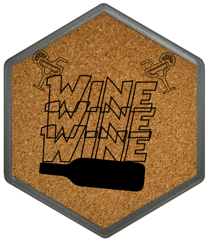 Kork Untersetzer mit Flaschenöffner und Motiv Hello Wine!Wine!Wine!