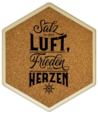 Kork Untersetzer mit Flaschenöffner und Meer Motiv