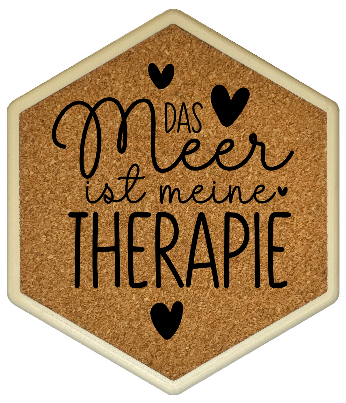 Kork Untersetzer mit Flaschenöffner und Meer Motiv