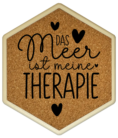 Kork Untersetzer mit Flaschenöffner und Meer Motiv