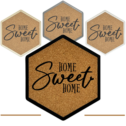 Kork Untersetzer mit Flaschenöffner und Home Sweet Home Motiv
