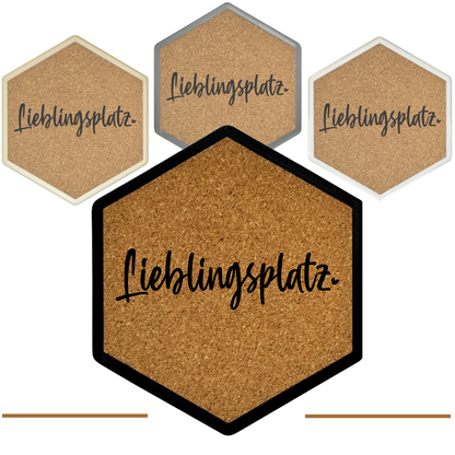 Kork Untersetzer mit Flaschenöffner und Motiv Lieblingsplatz