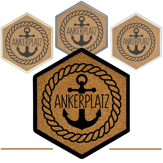 Hochwertiger Kork Getränkeuntersetzer für Bierflaschen und Gläser in maritimen Design