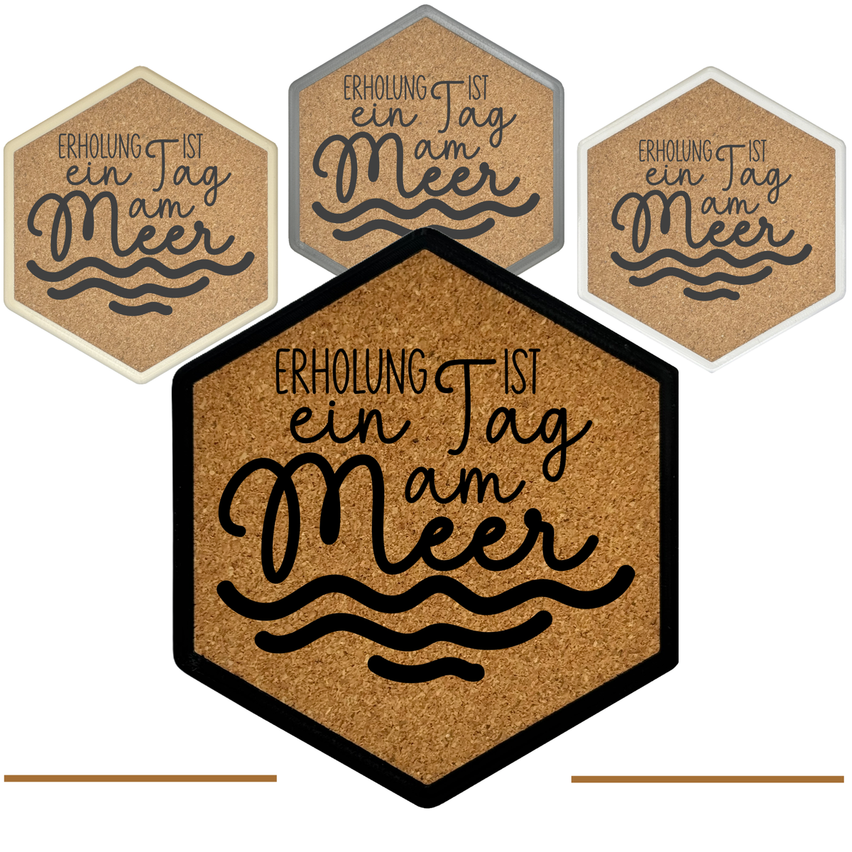 Hochwertiger Kork Getränkeuntersetzer für Bierflaschen und Gläser in maritimen Design