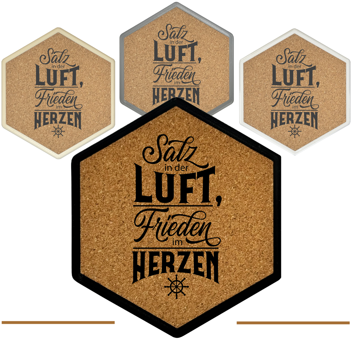 Premium Kork Getränkeuntersetzer mit Flaschenöffner im maritimen Design