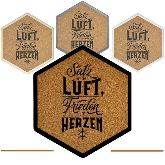Premium Kork Getränkeuntersetzer mit Flaschenöffner im maritimen Design