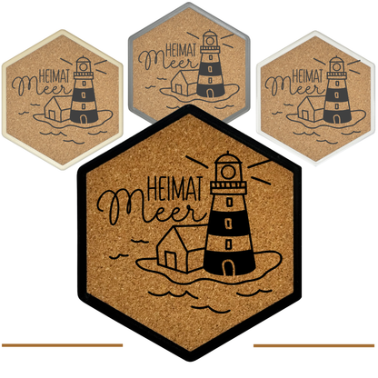 Hochwertiger Kork Getränkeuntersetzer für Bierflaschen und Gläser in maritimen Design