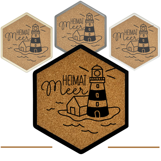 Hochwertiger Kork Getränkeuntersetzer für Bierflaschen und Gläser in maritimen Design