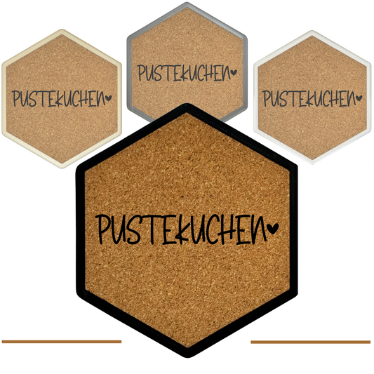 Kork Untersetzer mit Flaschenöffner und Motiv Pustekuchen