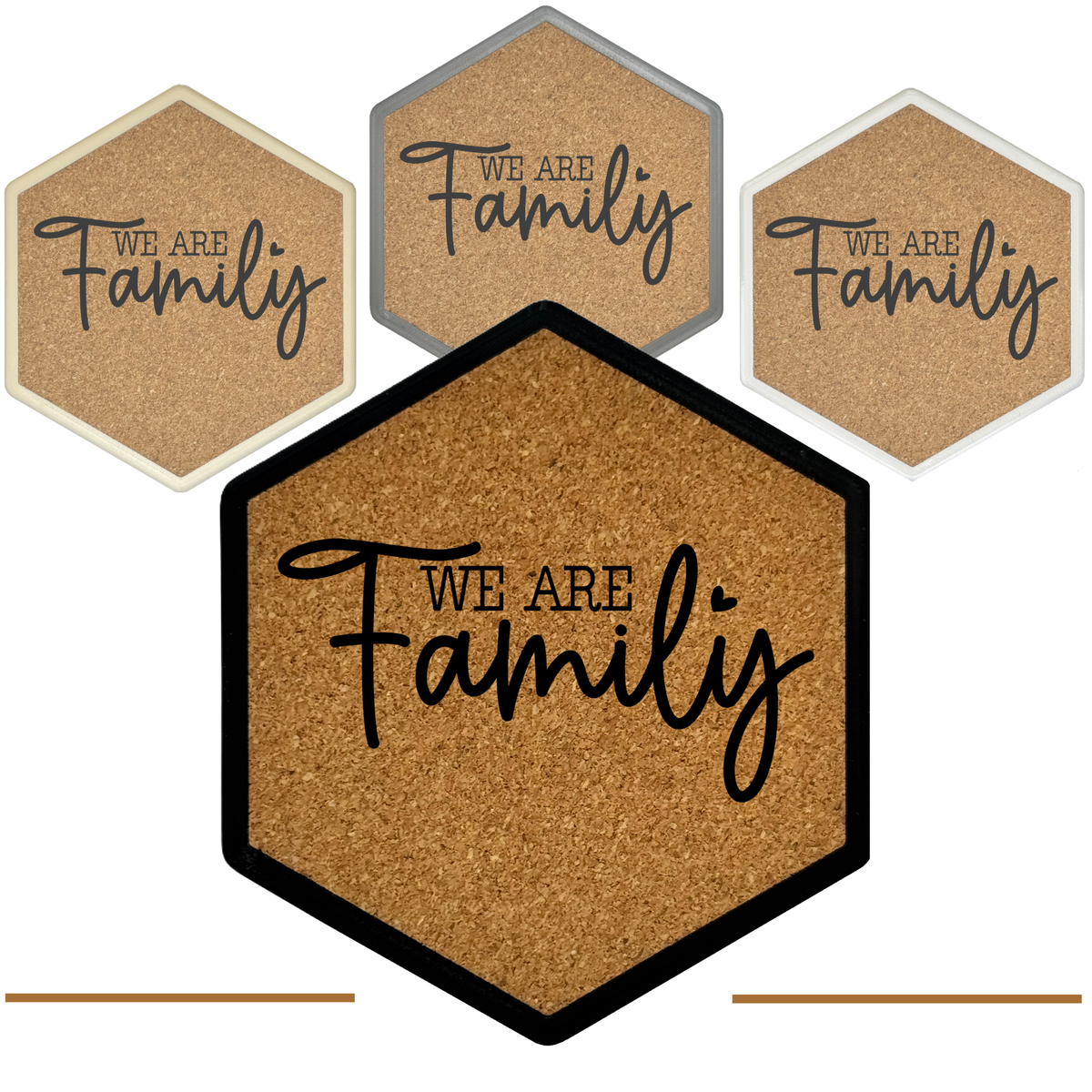 Kork Untersetzer mit Flaschenöffner und Motiv We are Family