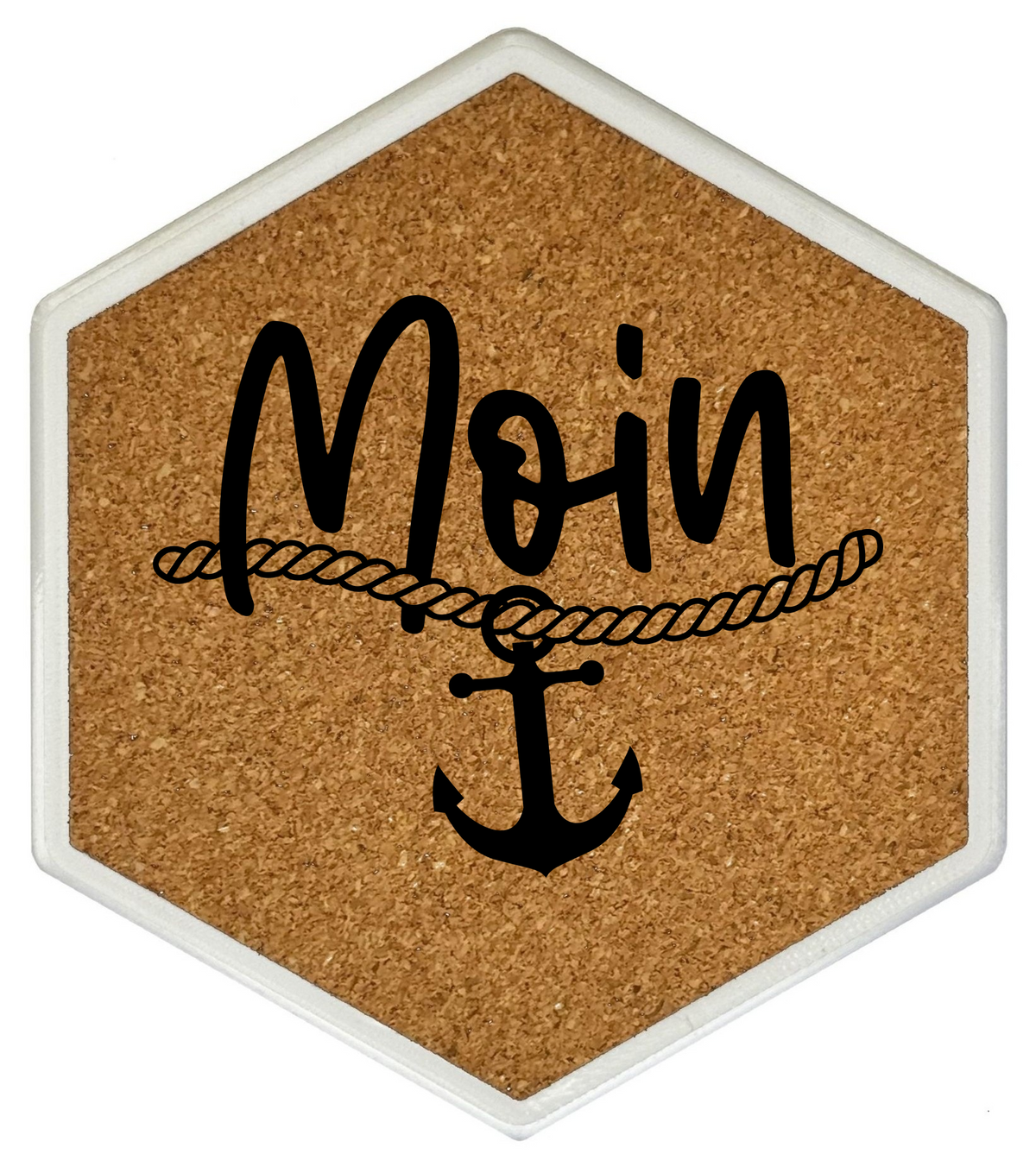 Premium Hexagon Untersetzer mit Flaschenöffner und Korkoberfläche
