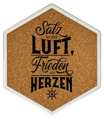 Kork Untersetzer mit Flaschenöffner und Meer Motiv