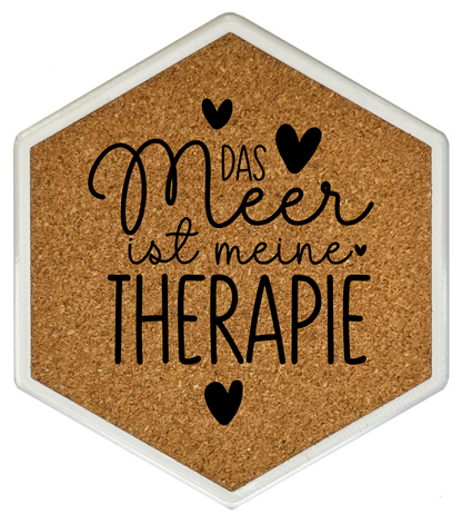 Kork Untersetzer mit Flaschenöffner und Meer Motiv