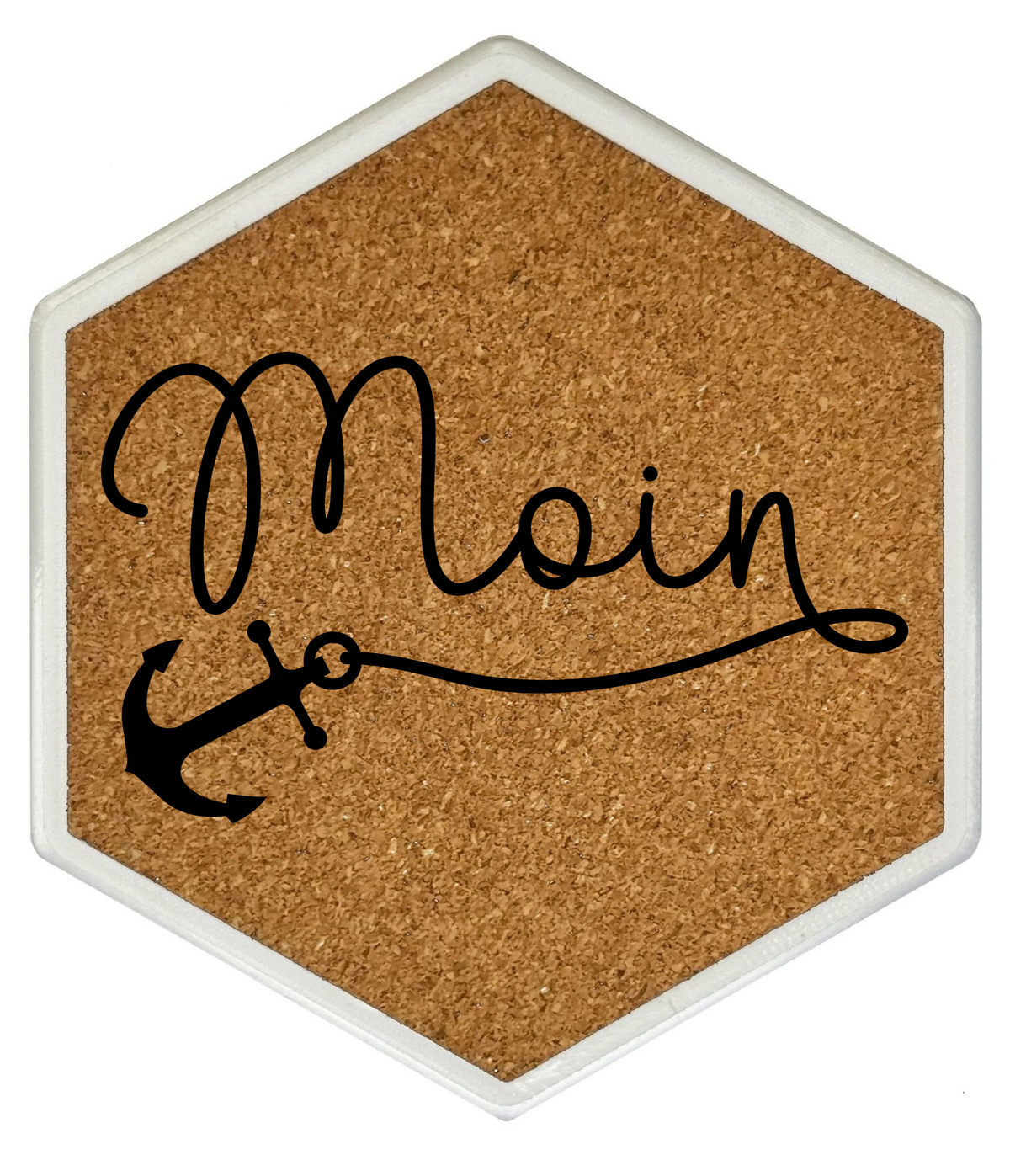 Premium Hexagon Untersetzer mit Flaschenöffner und Korkoberfläche