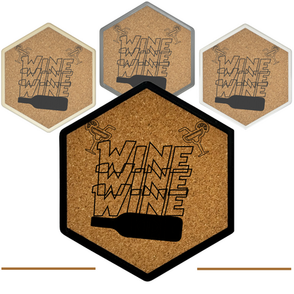 Kork Untersetzer mit Flaschenöffner und Motiv Wine Wine Wine