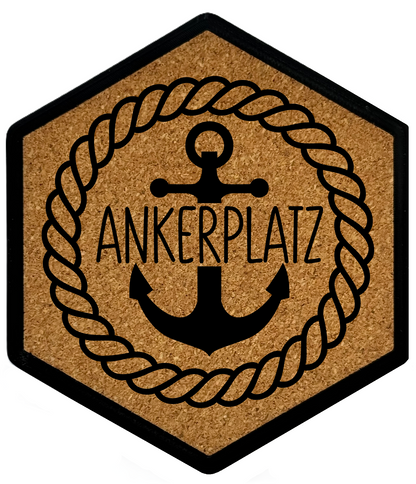 Hochwertiger Kork Getränkeuntersetzer für Bierflaschen und Gläser in maritimen Design