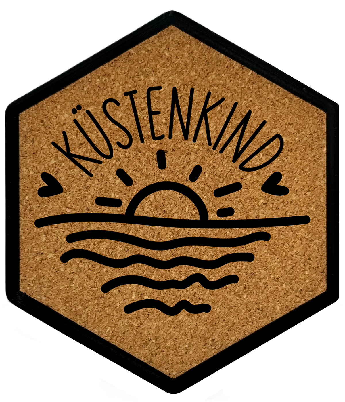 Hochwertiger Kork Getränkeuntersetzer für Bierflaschen und Gläser in maritimen Design mit Gravur